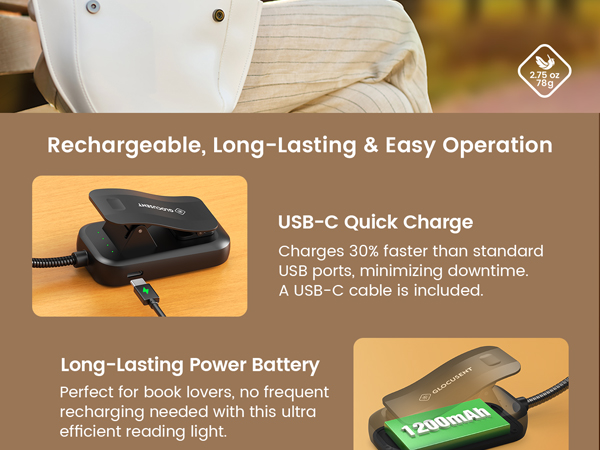 horizontal et-head book light