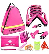 THINKWORK Car Emergency Kit for Teen Girl and Lady's Gifts, Pink Emergency Roadside Assistance ki...