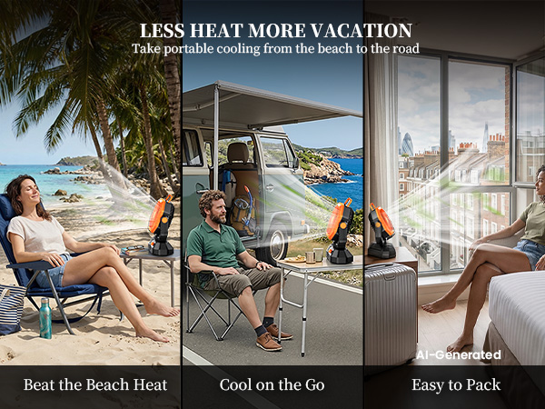 Enjoy cool comfort anywhere with this fan camping, perfect for beach days and road trips