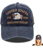 250th Anniversary USA Hat Adjustable Patriotic Hats for Men Women 250 Anniversary Hat in American...