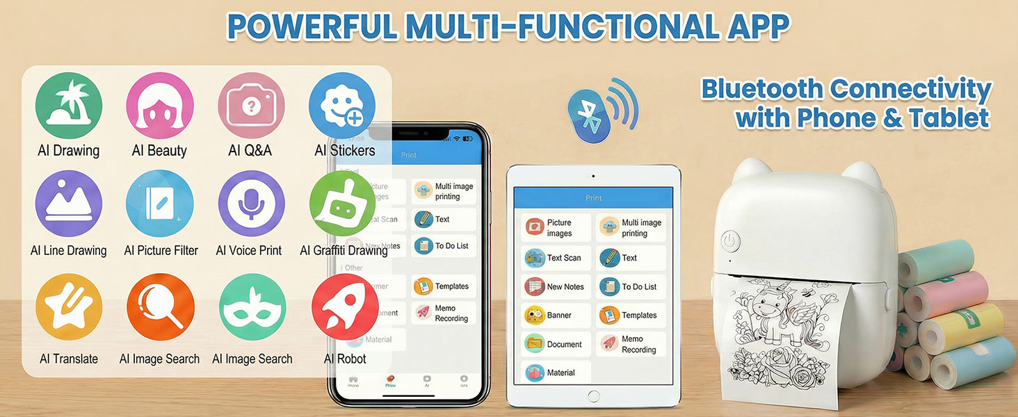 Bluetooth Pocket Printer for iOS &amp;amp; Android A safe and use with confidence mini printer sticker