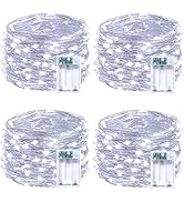 4 Pack 60 LED Christmas Fairy Lights Battery Operated with Timer, 20FT Waterproof Twinkle Lights ...