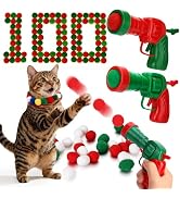 Mity rain 102PCS Cat Ball Launchers &amp; Pom Pom Balls Interactive Cat Toy Set | Safe Soft Plush Kit...