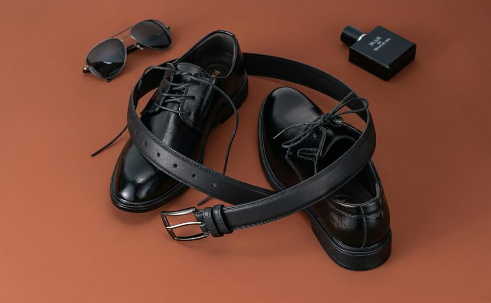 Mens Belts Leather Gift for Men - Ideal Match for Mens Dress Shoes