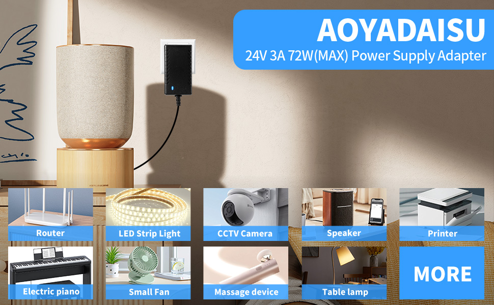 24V DC Power Supply3A 2A 1A FOR LED Strip CCTV Camera LCD Monitor Massage Chair