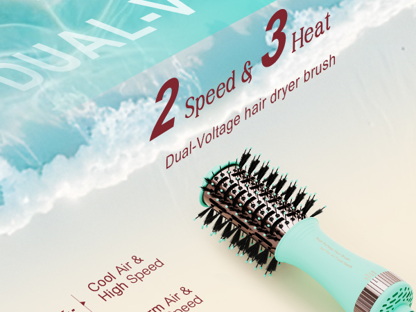 Travel Dual voltage hair dryer brush 3 modes COOL LOW HIGH
