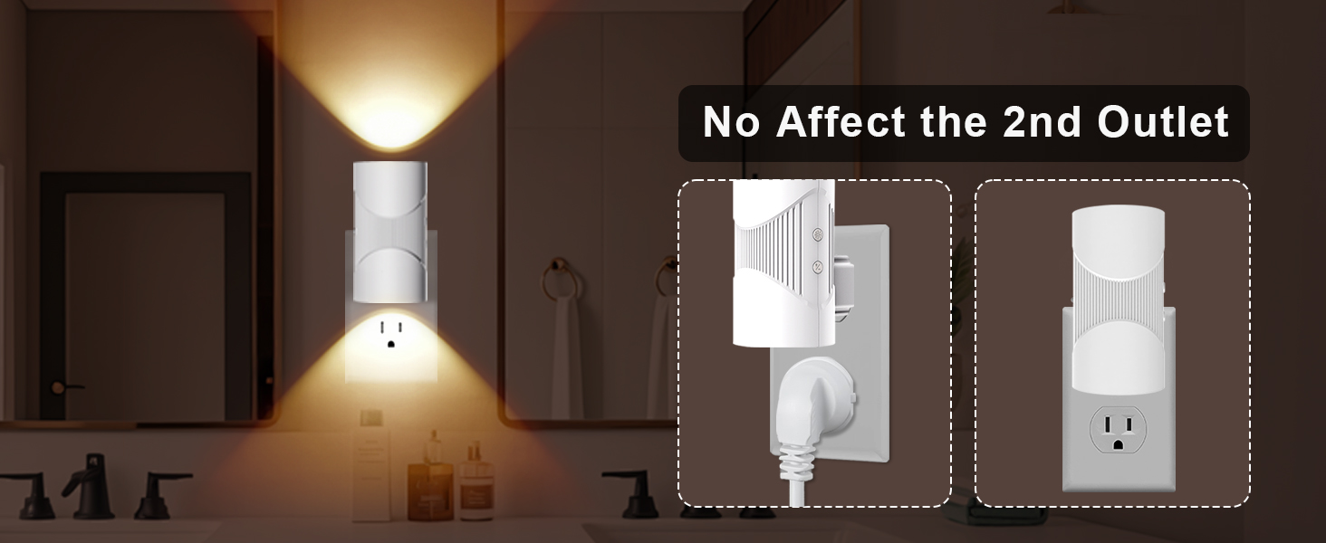 easuntec plug in night light well design no affect the second outlet white A+ desktop 006