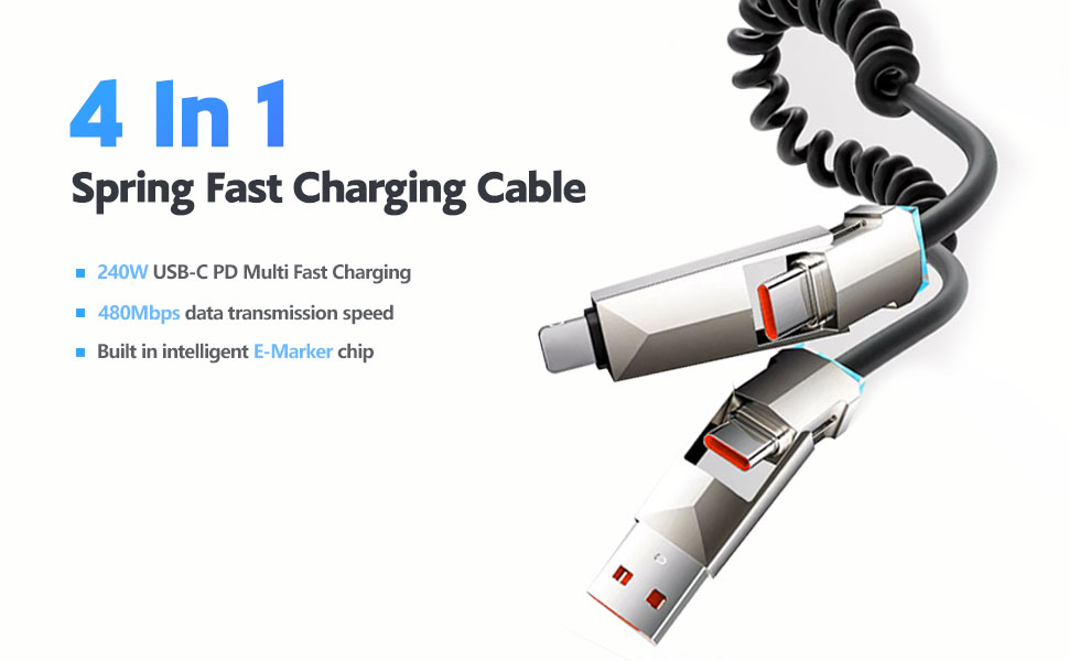 4 in 1 Spring Fast Charging Cable