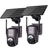 Xega Security Camera Wireless Outdoor 2K 360° PTZ Camera Solar Security Cameras for Home Surveill...