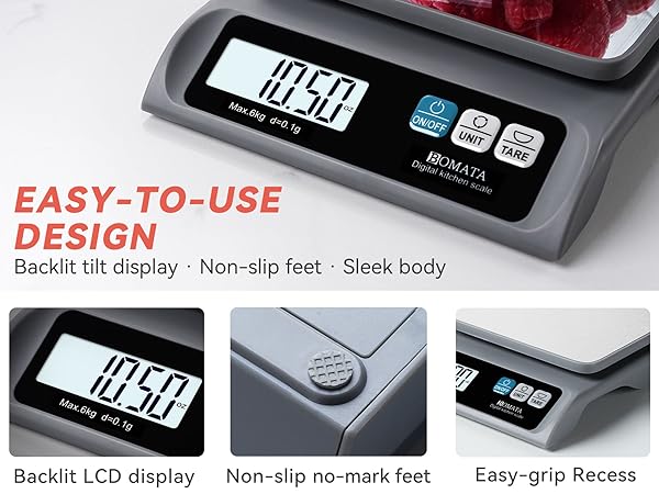BOMATA 0.1g Food Scale, 13lb Digital Kitchen Scale with Removable Stainless Steel Pan