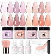 AZUREBEAUTY Dip Powder Nail Starter Kit, 4 Colors Translucent Jelly Nude Gentle Pink Dipping Powd...