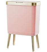 Procade Bathroom Trash Can with Lid, 4 Gallon Pink Garbage Can, Tall Plastic Trash Bin with Push ...