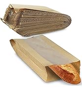 MT Products Paper Bread Bags - Kraft Brown Bakery Bags with Window - 6.5