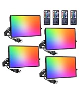 Onforu 4 Pack RGB LED Flood Light 160W Equivalent, DIY Color Changing Stage Lights with Remote, I...