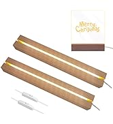 2 Pcs 11.81 Inch Wooden LED Light Display Pedestal,Wooden Rectangle LED Lights Display Base for A...