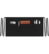 NLUS 1 Pack Server Apron with 3 Pockets, Water Oil Stain Resistant Waitress Waiter Apron Black Wa...