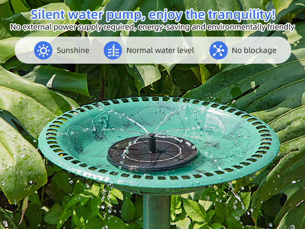 Our solar water fountain not require batteries and is very energy-efficient