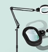KMDES 2 in 1 Floor Magnifying Glass with Light and Stand, Three-axis Rotation Infinite Color Dimm...
