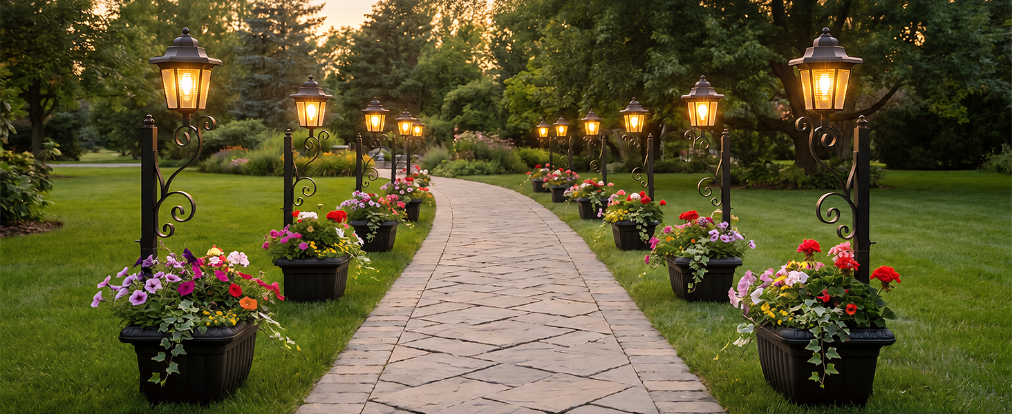Solar Lamp Post Light with Planter