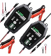 [2 Pack] 3-AMP Car Battery Charger, 6V/12V Trickle Charger and Maintainer, Fully-Automotive Float...