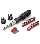 ULTRA STEEL 34PC Reversible Ratchet Wrench Driver Set with Bits and Sockets, CR-V Steel, Cushion ...