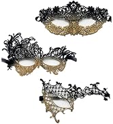 TFTSR Masquerade Masks for Women Couples,Men Mardi Gras Mask,Girls Black Gold Lace Costume,Adults...