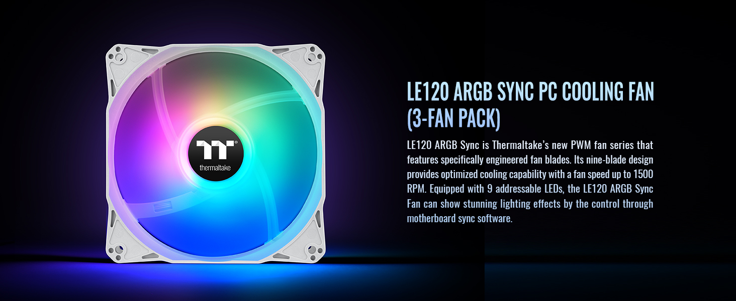 LE120 ARGB Sync PC Cooling Fan White (3-Fan Pack)