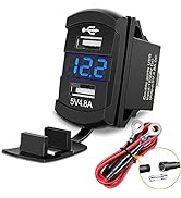 Nilight Rocker Switch Style USB Charger LED Voltmeter Quick Charge 12V Dual USB Charger 5V 4.8A C...