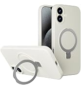 Elrvaga Liquid Silicone Cute Case for iPhone 16 Plus with Magnetic Ring Stand, Military-Grade Dro...