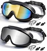 Rantizon Swim Goggles 2 Pack, Wide View Anti Fog&amp;UV Swimming Goggles for Audlt, No Leak Pool Beac...