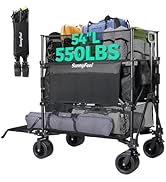 SUNNYFEEL 550L Large Capacity Folding Sports Wagon, 550LBS Heavy Duty Collapsible Cart,Extra High...