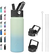 BJPKPK Insulated Water Bottles with Straw Lid, 22oz Cold &amp; Hot Water Bottle, Stainless Steel Meta...