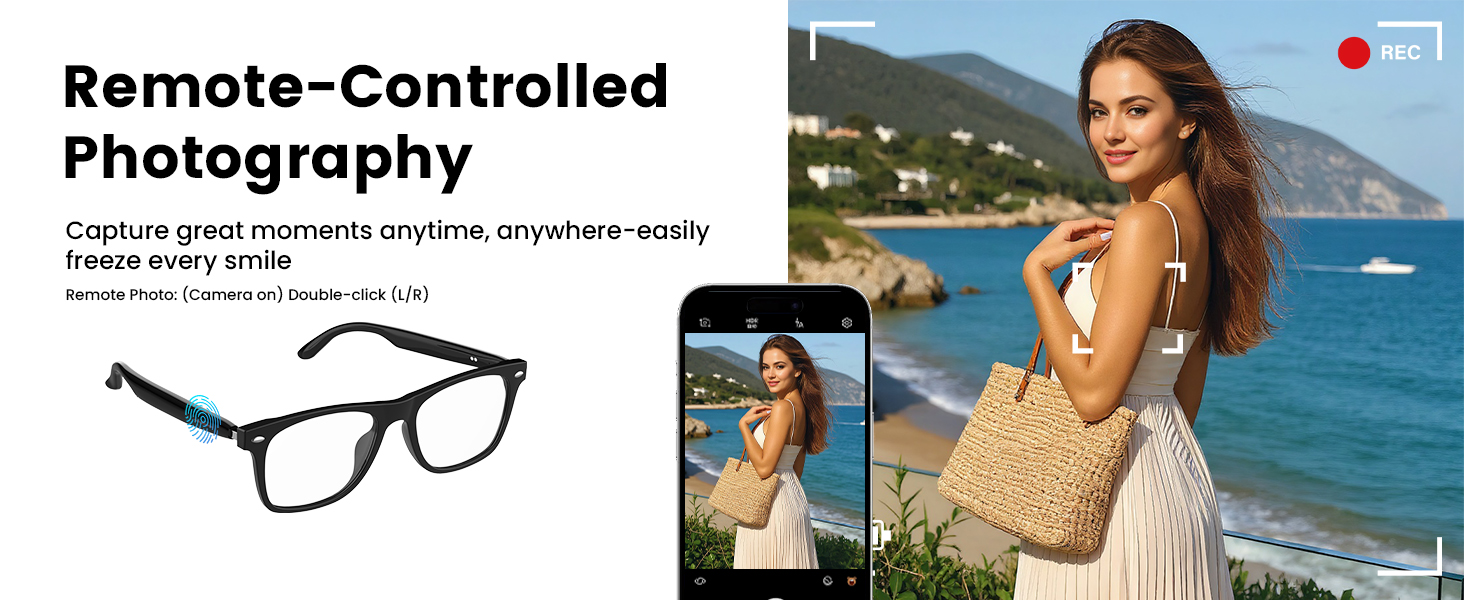 Bluetooth Audio Smart Glasses for Men ,Voice Control, Hands-Free Calls for Android Music/Work