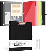 Ospelelf 3 Ring Office Binder 1 Inch with Zipper Pouch, Black Binder with Clipboard for Letter Si...