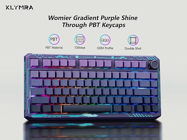Gradient Purple Shine Through Keycaps: 135 keys, PBT, OEM profile, double shot, with RGB
