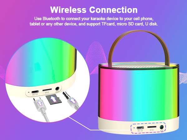 Mini Karaoke Machine, Bluetooth Karaoke Speaker with 2 Wireless Microphones