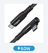 Fasgear USB C to USB C Cable - 3ft 60W USB 2.0 Type C Charger Fast Charging Braided Right Angle C...