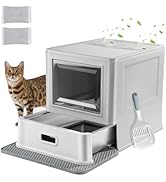 Marchul Enclosed Stainless Steel Cat Litter Box with Lid &amp; Drawer Design for Indoor All Lifestyle...