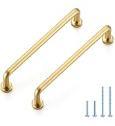 JOY DECOR Cabinet Pulls – 5 Inch Hole Center, Brushed Brass, 10 Pack, Zinc Alloy Cabinet Handles ...
