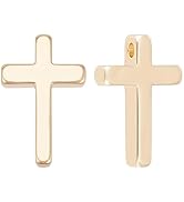 BENECREAT 20pcs Gold Brass Cross Charms 18K Real Gold Plated Pendants(13x8.5x2.5mm) Necklace Earr...