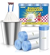 T.FORING 8 Gallon Trash Bags Drawstring 1.2 Mil - 100 Count White Medium Garbage Bags Unscented, ...