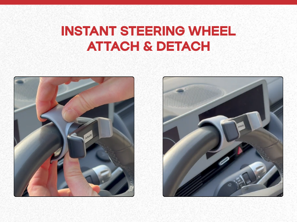 Instant steering wheel attach and detach.