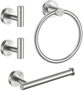 FORIOUS 4 Piece Brushed Nickel Bathroom Accessories, SUS304 Stainless Steel Toilet Paper Holder a...