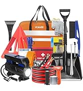 Car Emergency Kit with Portable Air Compressor, Winter Car Safety Roadside Assist Kit, Emergency ...