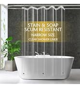 ZEMAHOME Narrow Size Clear Plastic Shower Curtain Liner, 54x72 Inch Thin Lightweight Transparent ...