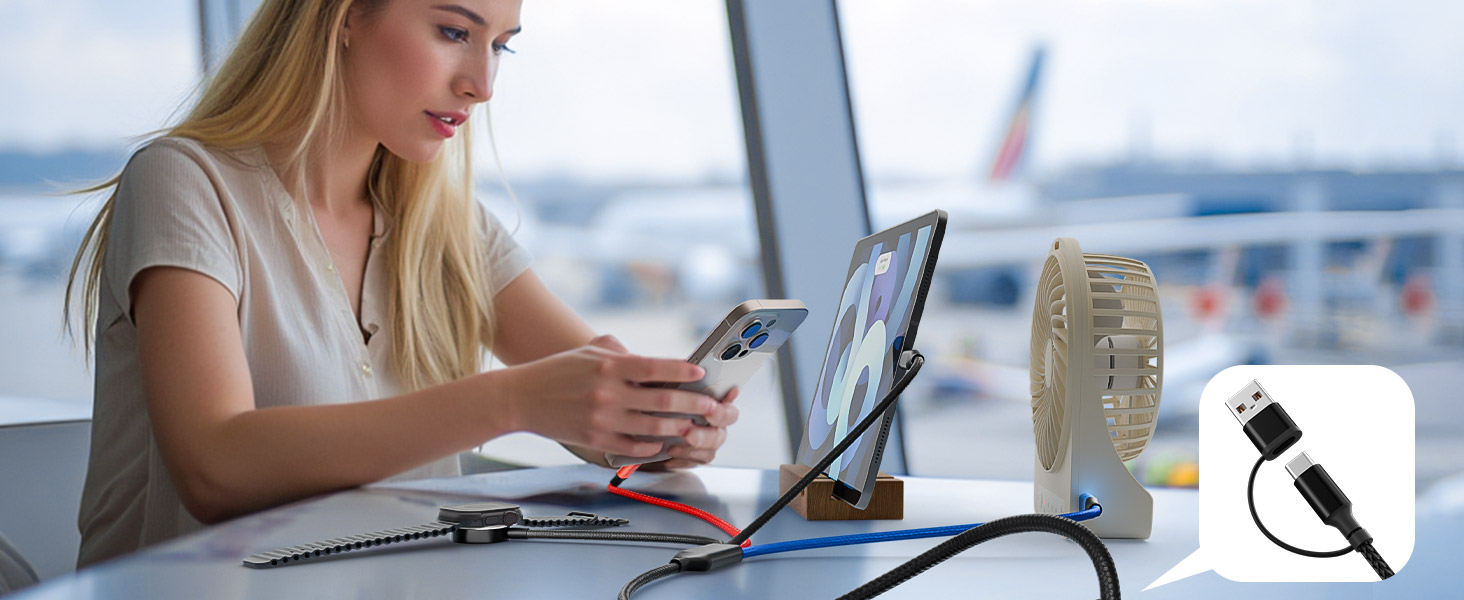 Travel Vacation Essentials 4 in 2 Charging Cable for Apple iWatch Charger