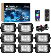MICTUNING Q1 RGBW LED Rock Lights, APP &amp; Remote Dual Control, 8 Pods Pure Color Underglow Neon Li...