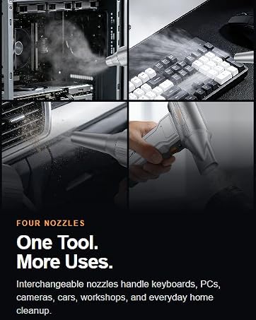 HOPETOOL Air Duster can be used to clean computer towers and keyboards