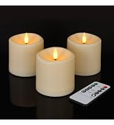 Warmhere 3"x3" Outdoor Waterproof Flameless LED Candles with Remote Timer | Ivory Small Pillar Ba...