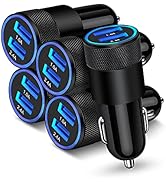 [5pcs] Car Charger Adapter, AILKIN USB Multi Port Cigarette Lighter Fast Charging Power Block Plu...